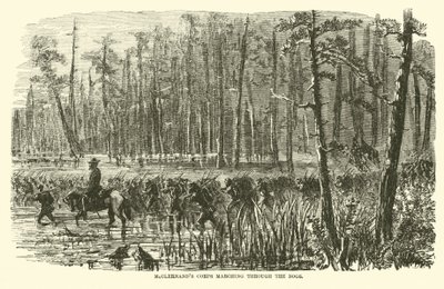 1863年3月、沼地を行進するマクレナンズ軍団 作： American School