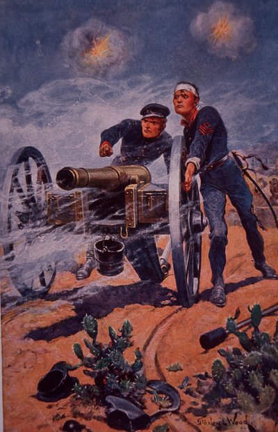 米墨戦争(1846-48)、チャプルテペック城襲撃時に銃を構えるストーンウォール・ジャクソン中尉 作： American School