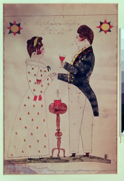 ミスフランシステイラーと婚約者、1831年（紙のトイレ） 作： American School
