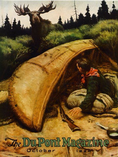 ムースアタック！、デュポン誌の表紙、1924年10月 作： American School