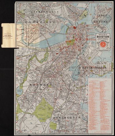 ボストンの公式地図、1895年頃（カラーリトグラフ） 作： American School