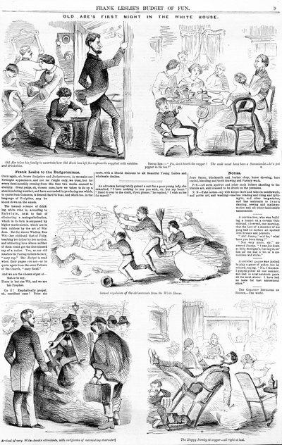 1860年頃のホワイトハウスのオールドアブズファーストナイト 作： American School