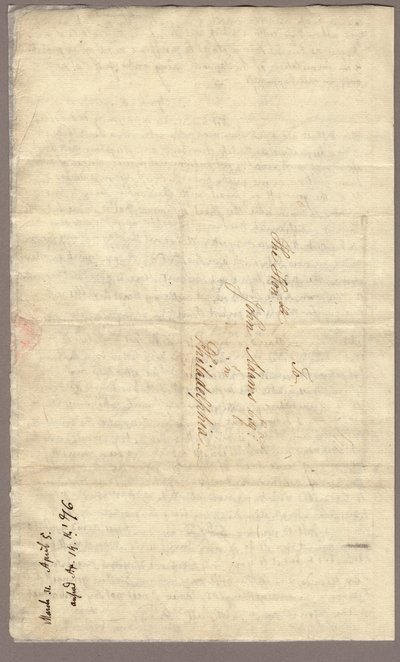 4ページ目、アビゲイル・アダムズからジョン・アダムズへの手紙、1776年3月31日～4月5日（紙にインク 作： American School