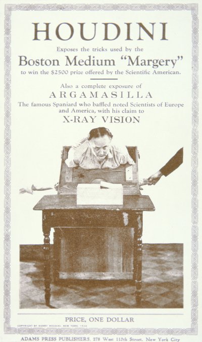 ボストンの霊媒師「マージョリー」のトリックを暴くパンフ、1924年頃（プリント 作： American School