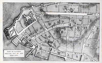 ベルナール・ラッツァーの小さなニューヨーク地図の一部（リトグラフ 作： American School