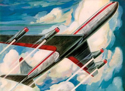 大空へ飛び立つ旅客機 作： American School