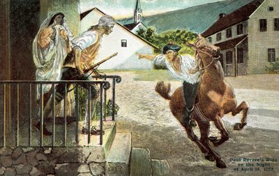 ポール・レヴェレスは1773年4月18日の夜に乗る 作： American School