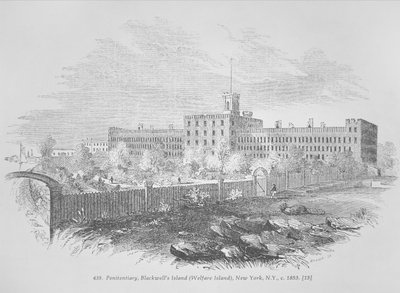 ブラックウェルズ・アイランド（福祉の島）の刑務所、ニューヨーク、1853年頃（エングレーヴィング 作： American School