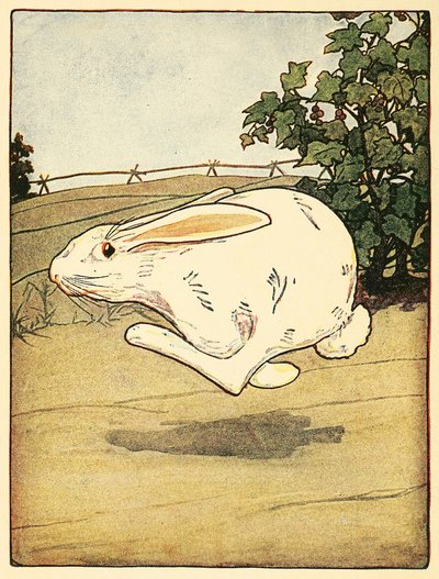 ピーターは走るのをやめない、『ピーターラビット物語』より。1916年カラーリトグラフ、1916年 作： American School