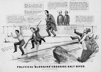 1860年、ニューヨークのCurrer＆Ivesが発行したソルトリバーを横断する政治ブロンディン 作： American School