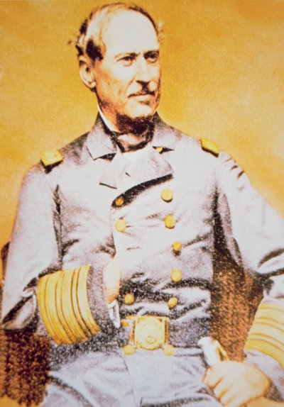 ユニオン提督デイビッド・グラスゴー・ファラガット（1801-70）の肖像（カラーリトグラフ 作： American School
