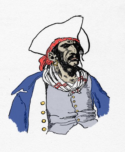 海賊の肖像。アメリカのイラストレーター、ハワード・パイル（1853〜1911）による「スペイン本国の海賊Buccaneers and Maroonersの本」。1887. 作： American School