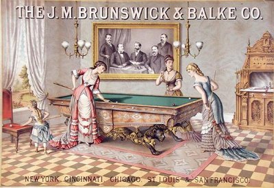 J.M. Brunswick & Balke Co.」の広告ポスター、Kurz & Allison社発行、1885年頃（カラーリトグラフ） 作： American School