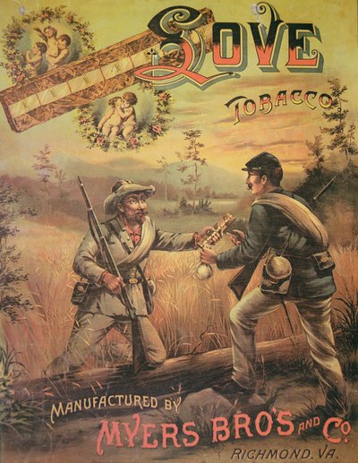 バージニア州リッチモンドのMyers Bros & Co.製「Love Tobacco」の宣伝ポスター 作： American School