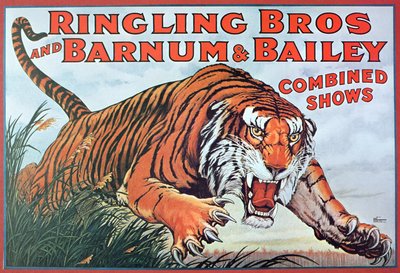 Ringling Bros. and Barnum & Bailey Combined Shows」の宣伝ポスター 作： American School