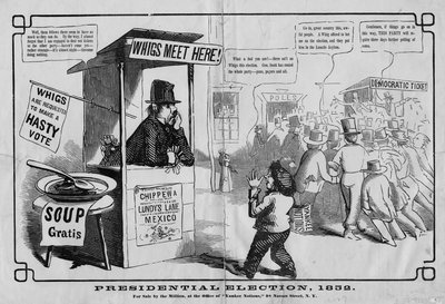 大統領選挙、1852年、トーマスWストロング発行、ニューヨーク、1852年 作： American School