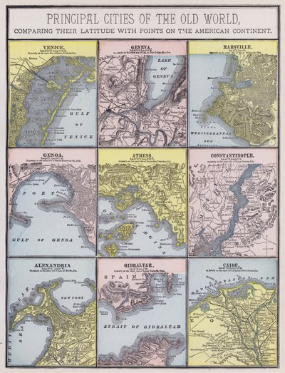 旧世界の主要都市（彩色済み彫刻 作： American School