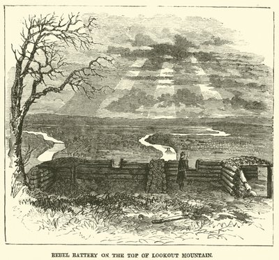 1863年11月、ルックアウトマウンテンの頂上にある反乱軍のバッテリー 作： American School