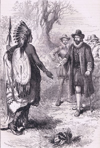 ナラガンセット族の戦士のレセプション、1890年頃にPetter & Galpin社から出版されたCassell