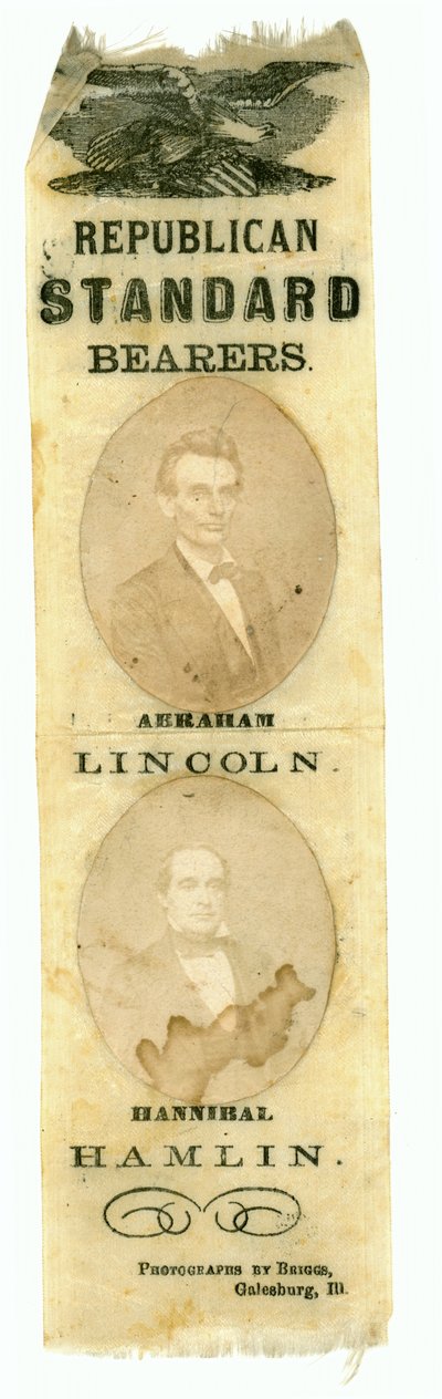 共和党標準旗手、アブラハムリンカーンとハンニバルハムリン、1860年（プリントテキスタイル） 作： American School