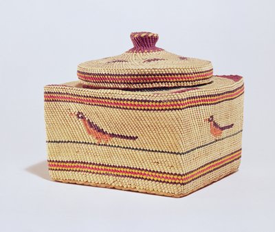 北西海岸からの鳥を描いたセイヨウカゴ（織物繊維） 作： American School