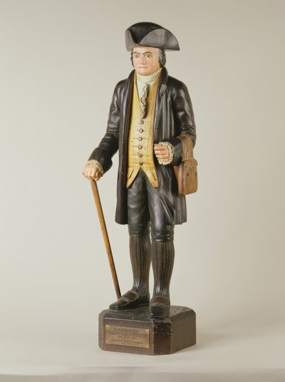ニューヨークのニッカーボッカー・ホールにあったディードリッヒ・ニッカーボッカーの彫刻、1850-67年頃（塗装された木材 作： American School