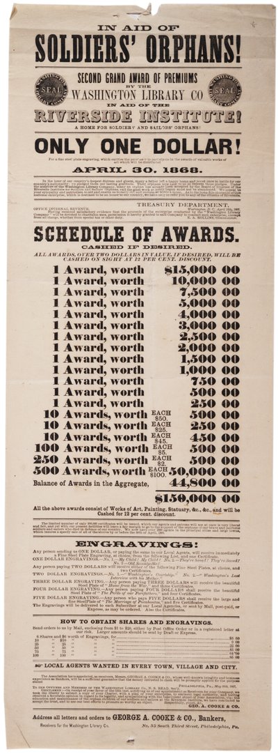 1867年5月20日、リバーサイドインスティテューションを支援するワシントン図書館の2番目のグランドプレミアム！ 作： American School