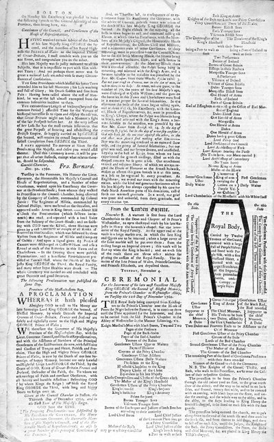 1761年1月5日、ジョージ2世の死を告げたボストンイブニングポストの2ページ目（1683-1760）（印刷） 作： American School