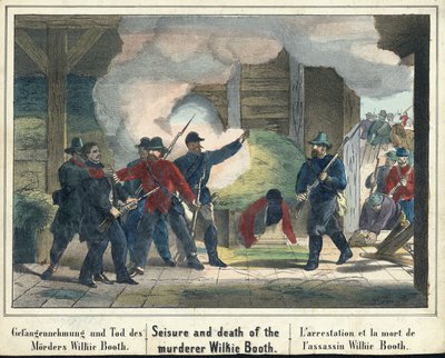 殺人犯ウィルキーブース、パブの捕虜と死。 1865 作： American School