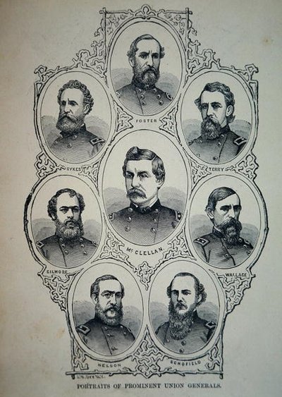 北軍の著名な将軍の7つの肖像 (litho) 作： American School