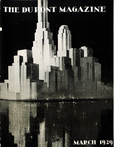 高層ビル、デュポン誌の表紙、1929年3月 作： American School