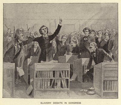 議会での奴隷制論争（リトグラフ） 作： American School
