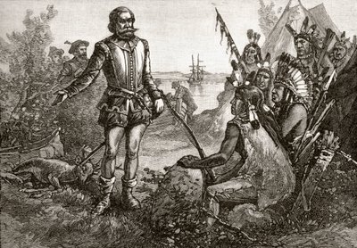 1885年にAS Barnes und Co.によって発行された「アメリカの簡単な歴史」からのインディアンとの貿易スミス 作： American School