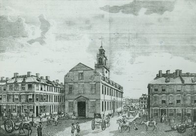 古い州会議事堂の南西ビュー、ボストン、1881 作： American School