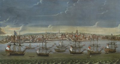 ニューヨーク市の南東展望、c.1756-7 作： American School