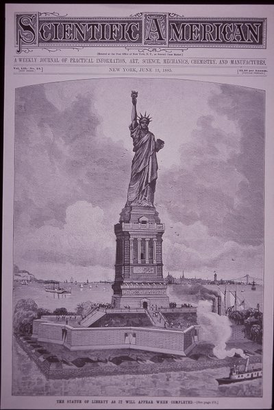 サイエンティフィック・アメリカン誌の表紙を飾った「完成後の自由の女神像 作： American School
