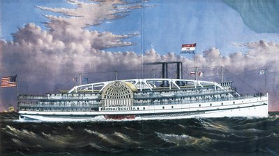 マサチューセッツ号（Steamboat Massachusetts）は、パドルホイールを使用しています。 作： American School