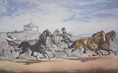 ステラとアリスグレイ-ランタンとクジラの骨組み、スタンドを通過（ダブルハーネスでユニオンコースLIで1855年6月5日に大勝）、パブ。 1855年、キュリアーとアイブス 作： American School