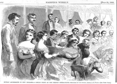 ニューオーリンズでの日曜日の娯楽、フレンチオペラハウスでのクレオールの夜、1866年 作： American School