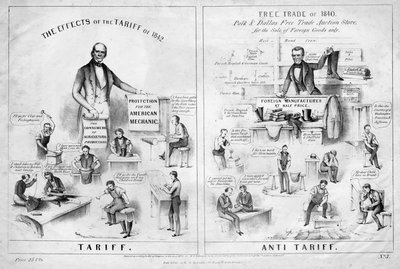 関税、反関税、HRロビンソン、ニューヨーク、1844によって発行 作： American School
