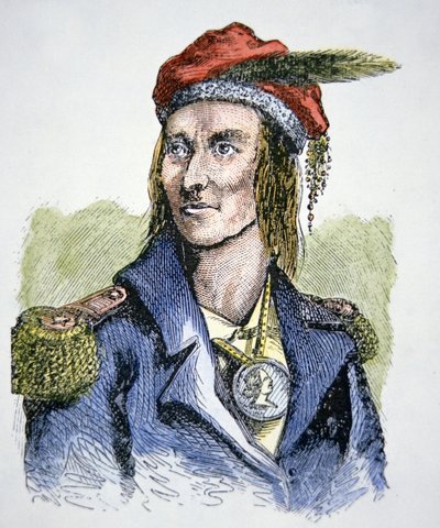 Tecumseh (1768-1813) (カラー・エングレービング) 作： American School