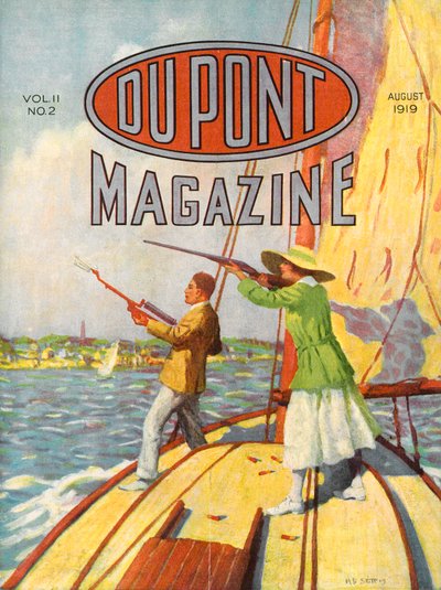 1919グランドアメリカンハンディキャップトラップシューティングトーナメント、1919年8月のデュポンマガジンの表紙 作： American School