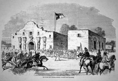 サン・アントニオのアラモ砦、連邦軍トウィッグス将軍（1790-1862）の本部（リトグラフ 作： American School
