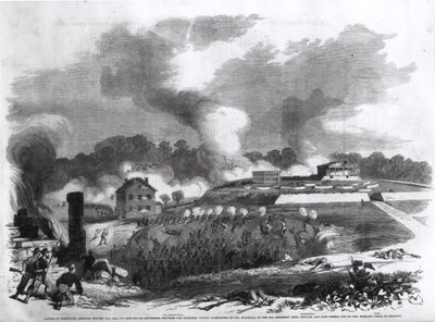 1861年9月17〜20日、ミズーリ州レキシントンの戦い、「フランクレスリーの南北戦争の絵画史」、1862年 作： American School