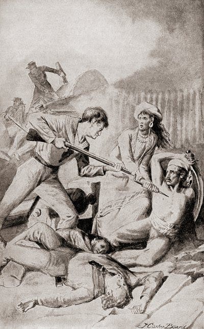 1832年のクアラ・バトゥーの戦い（1905年出版の『わが祖国の歴史』より）（リトグラフ 作： American School