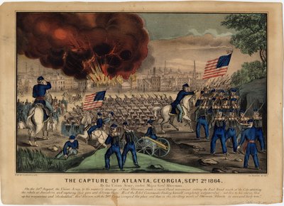 ジョージア州アトランタのキャプチャ、1864年9月2日、パブ。 Currier＆Ives、1864年頃 作： American School