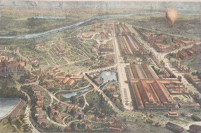 センテニアル-敷地のバルーンビュー、ハーパーズウィークリー、c.1876 作： American School