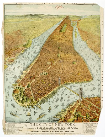 The City of New York, compliments of Rogers, Peet & Co, Wholesale and Retail Clothiers, Broadway, Broome & Mercer Sts, NY. 作： American School