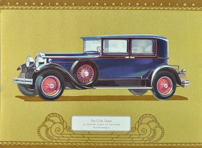 クラブセダン、パッカード社のカスタムエイト、1930年発行（カラーリトグラフ） 作： アメリカの学校