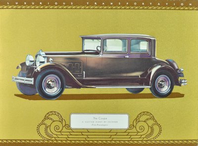 クーペ、パッカード社のカスタムエイト、1930年発行（カラーリトグラフ） 作： アメリカの学校